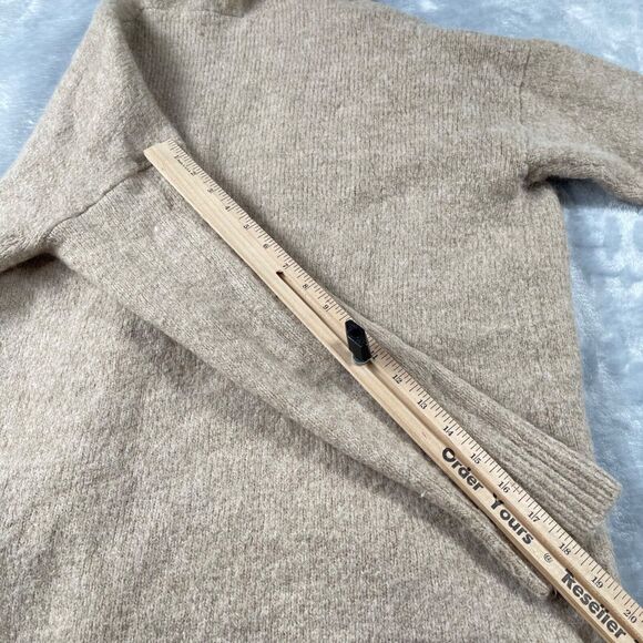 Loft Cardigan Womens Medium Taupe Alpaca Wool Blend Hood Pockets Thick Warm - Picture 11 of 12